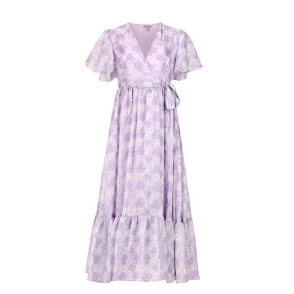 JessaKae Lavender Haze floral print grand gown sundress wrapped dress Gracie L - Picture 3 of 17